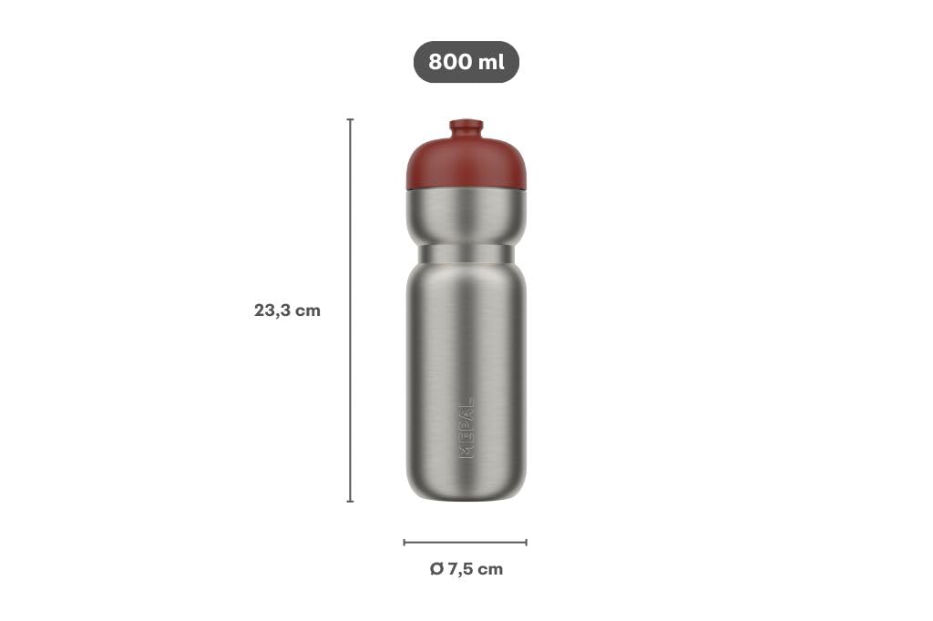 Mepal - Edelstahl Trinkflasche Pull Sport - Auslaufsicher - Mit einer Hand zu halten, öffnen und trinken - Leichter Edelstahl - Wasserflasche - 800 ml - Moss green