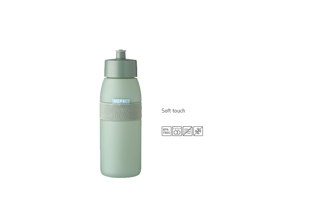 Mepal - Sportflasche Ellipse - Praktische Wasserflasche für Sport, Gym & Freizeit - Sport Trinkflasche mit weichem Ausgießer - Spülmaschinenfest & BPA-frei - 500 ml - Nordic sage