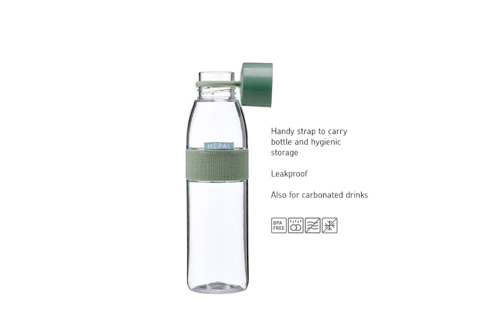 Mepal Trinkflasche Ellipse Nordic Denim – 500 ml Inhalt – auch für kohlensäurehaltige Getränke – bruchfestes Material-auslaufsicher-Spülmaschinengeeignet