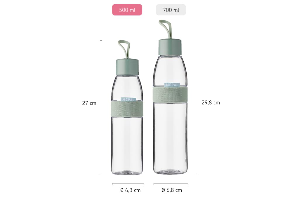 Mepal - Wasserflasche Ellipse - Wiederverwendbare Trinkflasche - Auslaufsichere - Geeignet für kohlensäurehaltige Getränke - BPA-frei - 500 ml - Nordic black