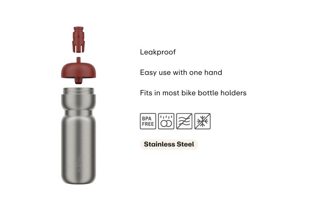 Mepal - Edelstahl Trinkflasche Pull Sport - Auslaufsicher - Mit einer Hand zu halten, öffnen und trinken - Leichter Edelstahl - Wasserflasche - 800 ml - Moss green