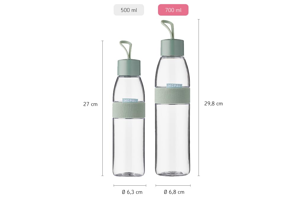 Mepal – Trinkflasche Ellipse Nordic denim – 700 ml Inhalt – auch für kohlensäurehaltige Getränke – bruchfestes Material - auslaufsicher