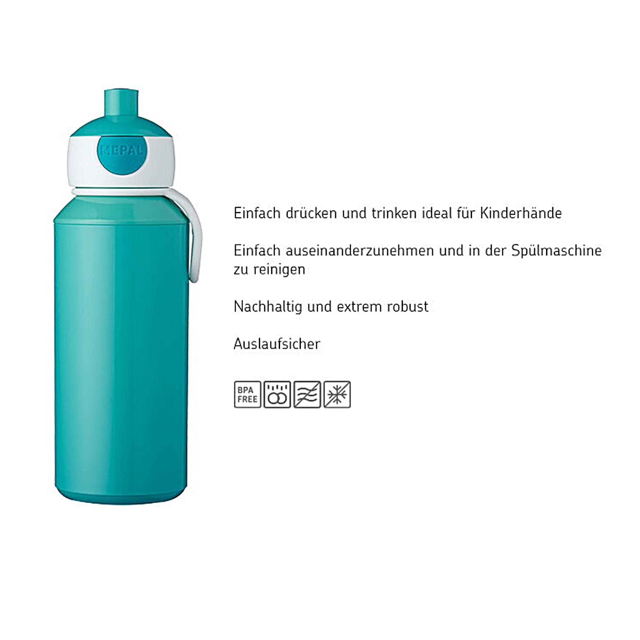 Mepal - Trinkflasche Pop-up Campus - Wasserflasche - Auslaufsichere Flasche für die Schule - Wiederverwendbar - BPA-frei & Spülmaschinenfest